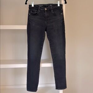 Women's AG The Prima Ankle very dark blue jeans.